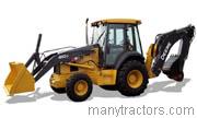 John Deere 410J backhoe-loader tractor trim level specs horsepower, sizes, gas mileage, interioir features, equipments and prices