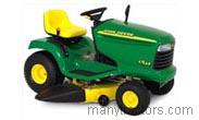 John Deere LT133 tractor trim level specs horsepower, sizes, gas mileage, interioir features, equipments and prices